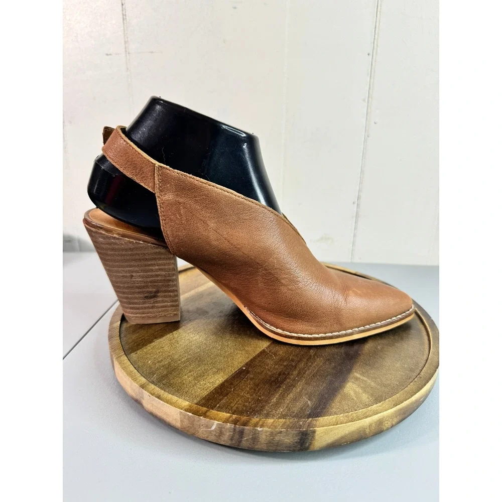 Lucky Brand Aroyli Slingback Mules Womens 8 Brown Good Leather V-Cut Block Heel - Picture 6 of 14